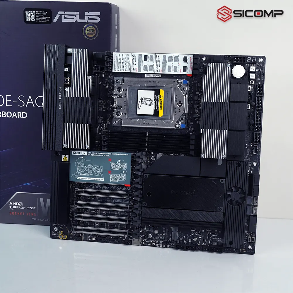 Hạ tầng 7 khe cắm PCIe 5.0 x16 băng thông đầy đủ trên ASUS Pro WS WRX90E-SAGE SE